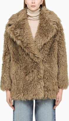 Becagli Cropped beige fur coat