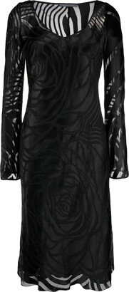 Semi-Sheer Devoré-Effect Dress