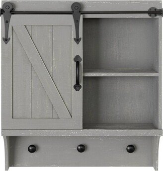 18 x 8 x 20 Decorative Farmhouse Cabinet with Barn Door and 3 Knobs Gray - Kate & Laurel All Things Decor