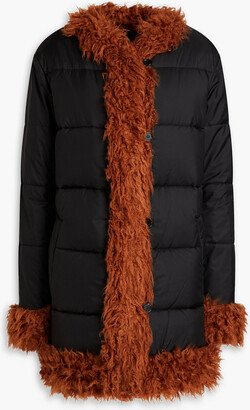 Reversible quilted ripstop and faux shearling coat