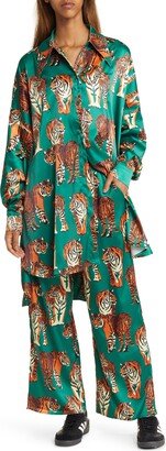 Dressed in Lala Tiger Print Royal Satin Matching Set