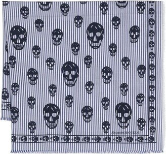 Skull Print Striped Scarf