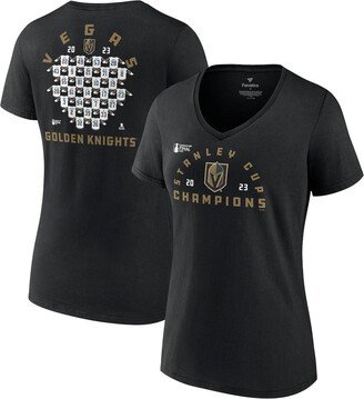 Women's Branded Black Vegas Golden Knights 2023 Stanley Cup Champions Jersey Roster V-Neck T-shirt