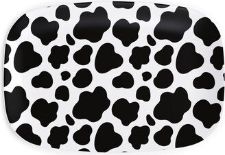 Serving Platters: Cow Spots Pattern - Black On White Serving Platter, Black