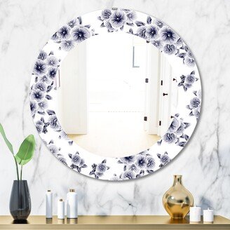 Designart 'Vintage Style Flower Pattern' Farmhouse Mirror - Printed Oval or Round Wall Mirror - White