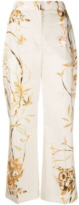 High-Waist Floral Print Trousers