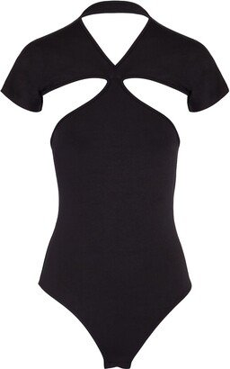 Cut-out Open Back Bodysuit Bodysuit Black
