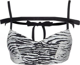 Zebra Printed Velvet Strap Cropped Top