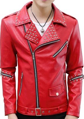 Artison Leather Café Racer Retro Moto Sporty Asymmetric Leather Jacket (US