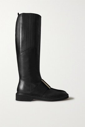 Viv' Ranger Buckle-embellished Leather Knee Boots - Black