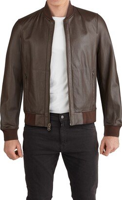 Bonded Leather Bomber Jacket