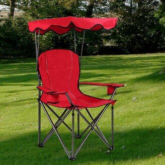 Portable Folding Beach Canopy Chair W/ Cup Holders Bag Camping - 38''x 26.5'' x 51''