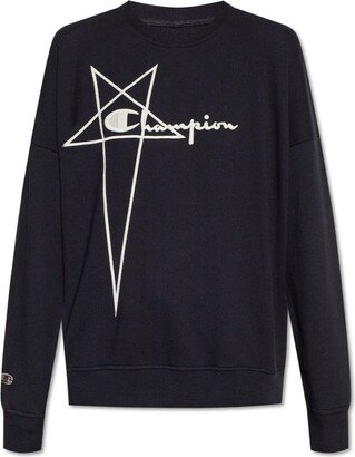 X Champion Logo Embroidered Crewneck Sweater