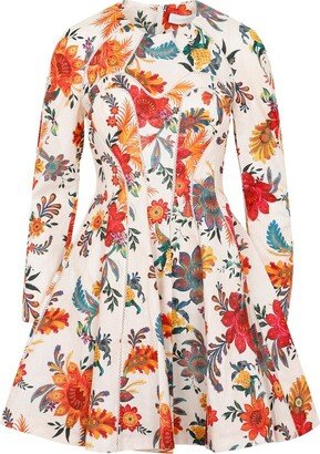 Floral Printed Long-Sleeved Mini Dress