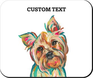 Mouse Pads: Yorkie Custom Text Mouse Pad, Rectangle Ornament, Multicolor
