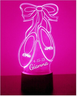 Light Up Ballet Slippers Sign, Custom Engraved Night Light, Personalized Free, 16 Color Options With Remote Control, Dancer's Gift