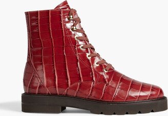 Mila croc-effect leather combat boots