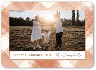 Thanksgiving Cards: Fall Plaid Frame Fall Greeting, Orange, 5X7, Standard Smooth Cardstock, Rounded