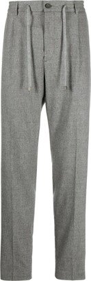 Mélange-Effect Tapered Wool Blend Trousers