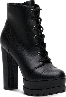 Imala Womens Faux Leather Ankle Combat & Lace-up Boots