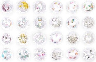 Glamlily 24 Pack 3D Nail Charms Kit Set with Rhinestones, Pearls for Manicures, Acrylic Nails, DIY Slime, Crafts, Jewelry Making, 24 Designs