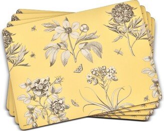 Sanderson Etchings and Roses Yellow Placemats Set of 4 - 15.7 x 11.7 Inch