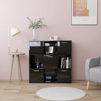 Book Cabinet High Gloss Black 35.4x11.8x35.4 Engineered Wood