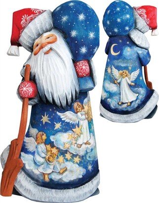 G.DeBrekht Woodcarved Hand Painted Guarding Stars Santa Figurine