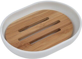 Bathroom Soap Dish Cup Padang White Bamboo Tray