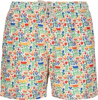 All-Over Printed Drawstring Swim Shorts-AV