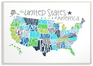 United States Map Colored Typography Wall Plaque Art, 10 x 15