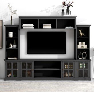 GREATPLANINC Black TV Stand Entertainment Units Bookshelf with 66 Console - 104.00 x 15.00 x 78.70