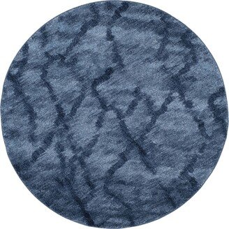 Retro Blue and Dark Blue 6' x 6' Round Area Rug