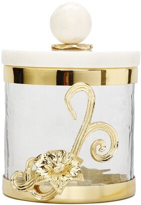 Alice Pazkus Small Glass Canister With Gold Design And Marble Lid-AA