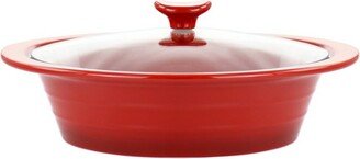 Crockpot Appleton 2 Quart Oval Stoneware Casserole Dish in Red with Glass Lid