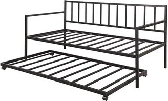 IGEMAN Twin Size Industrial Metal Daybed with Trundle, 77''L*39''W*39''H, 69LBS
