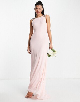 square back embellished maxi dress in whisper pink