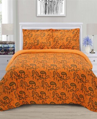 Paisley Solid Full/Queen 3-Piece Duvet Cover Set