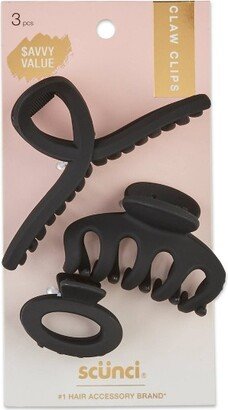 Basic Claw Hair Clip - Black - 3ct