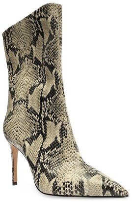 Mary Snake-Embossed Leather Short Boots