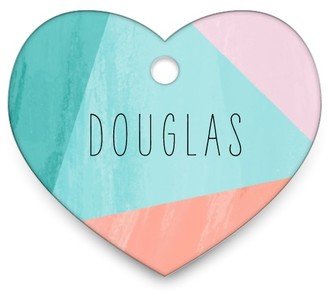 Pet Tags: Pastel Geo Heart Pet Tag, Blue