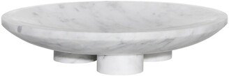 Artissance 16 in. Diameter Natural White Marble Laguna Round Plate with Stand