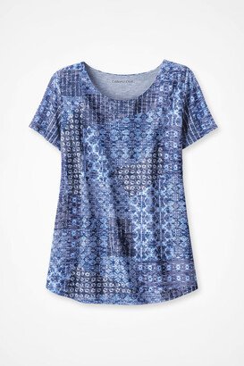 Women's Bandana Burnout T-Shirt - Midnight Navy Multi - PS - Petite Size