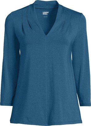 Women's Plus Size 3/4 Sleeve Light Weight Jersey V-neck Top