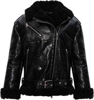 Cracked Effect Shearling Jacket