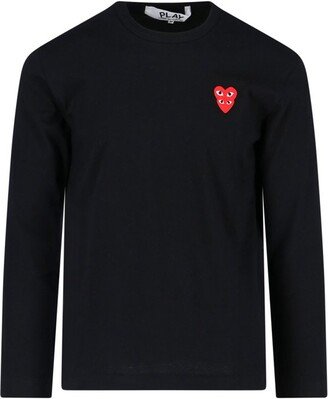 Overlapping Hearts Logo Embroidered Long-Sleeved T-Shirt