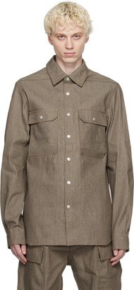 Khaki Spread Collar Denim Shirt