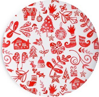 Salad Plates: Red Christmas Salad Plate, Red