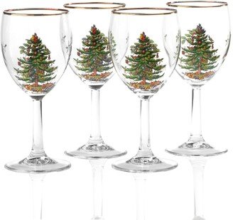 Christmas Tree 13 oz. Glassware Wine Glass, Set of 4