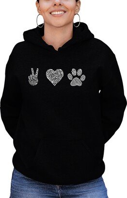 Women's Peace Love Dogs Word Art Hooded Sweatshirt